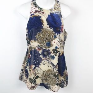 Line & Dot Cream Floral Velvet Top
